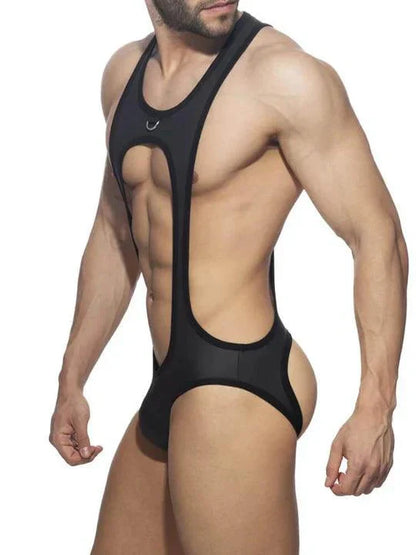 Men's Cutout Thong Bottomless Bodysuit - LTY030