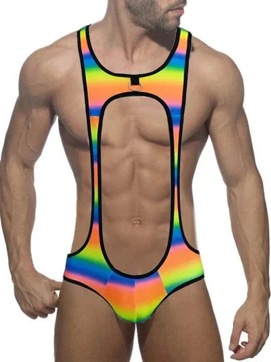 Men's Cutout Thong Bottomless Bodysuit - LTY030