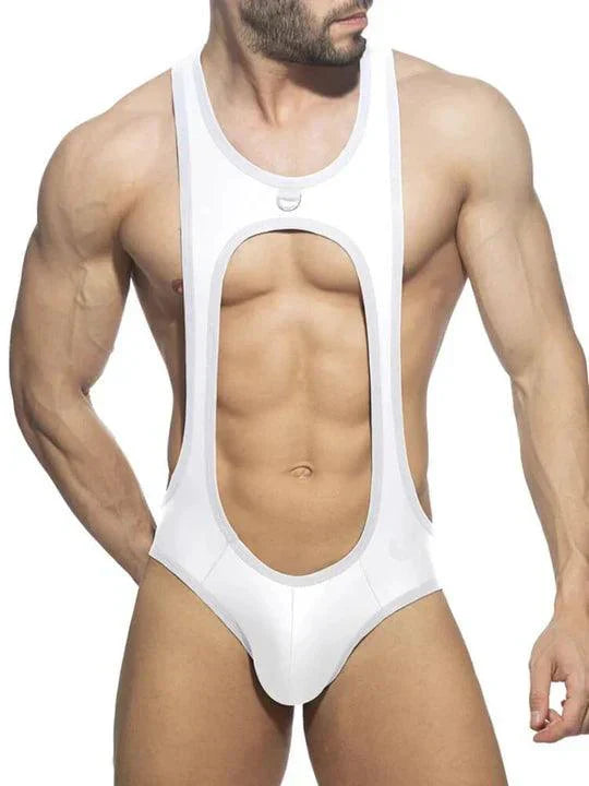 Men's Cutout Thong Bottomless Bodysuit - LTY030