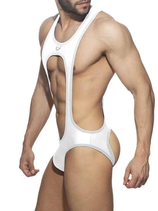 Men's Cutout Thong Bottomless Bodysuit - LTY030