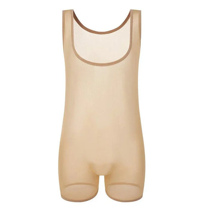 Mens Elastic Vest Mesh Bodysuit Jumpsuit - LTY052