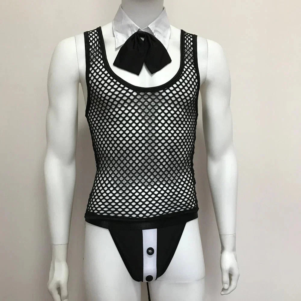 Men’s Erotic Waiter Cosplay Lingerie Set - ZF027