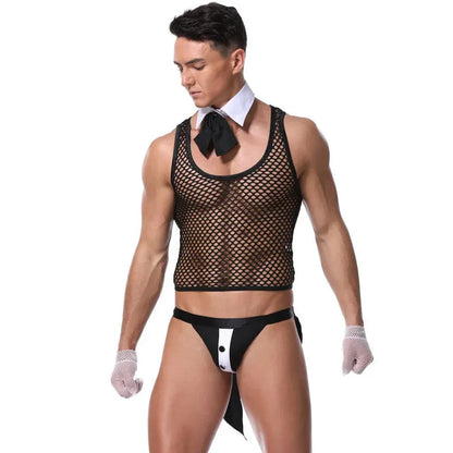 Men’s Erotic Waiter Cosplay Lingerie Set - ZF027