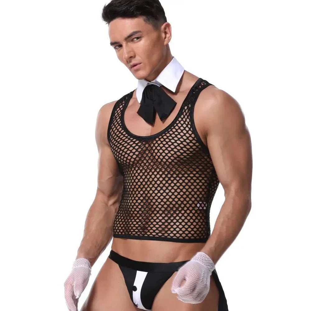 Men’s Erotic Waiter Cosplay Lingerie Set - ZF027