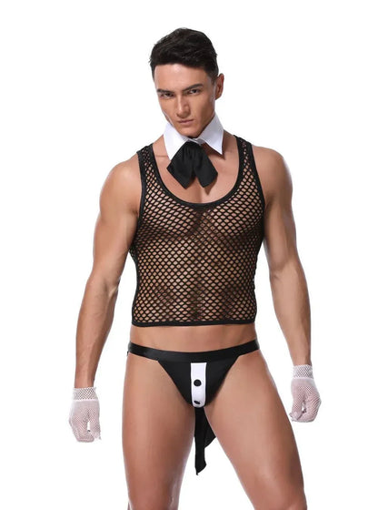 Men’s Erotic Waiter Cosplay Lingerie Set - ZF027
