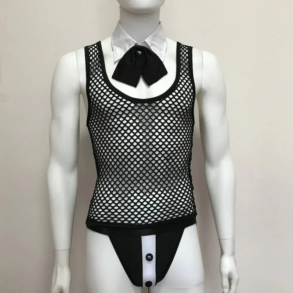 Men’s Erotic Waiter Cosplay Lingerie Set - ZF027