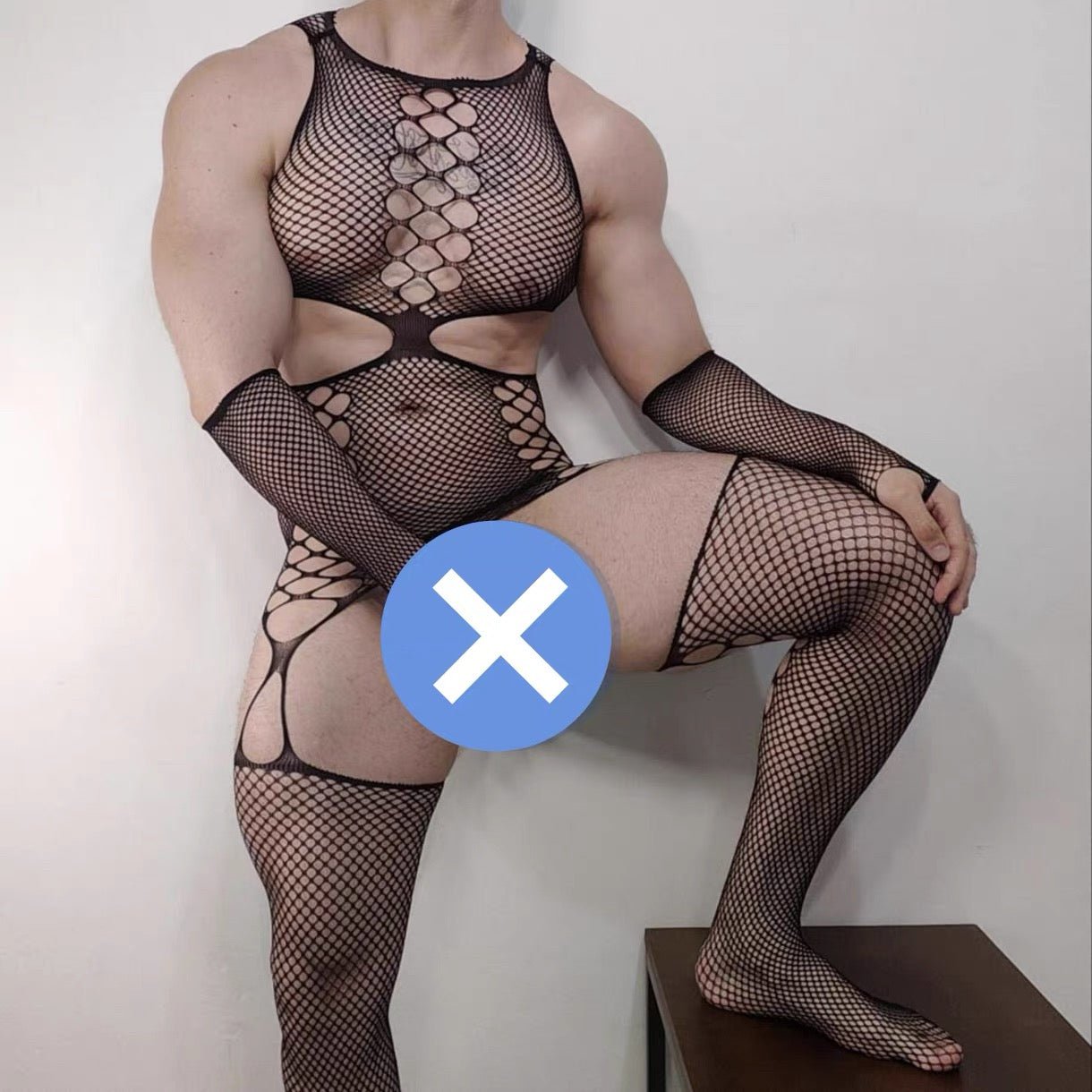 Men’s Fishnet Open-Crotch Full Bodystocking Lingerie - LTW048