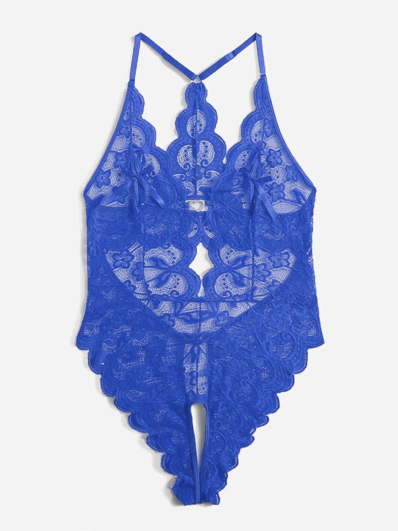 Men’s Heart Trim Crotchless Lace Bodysuit - LTY069