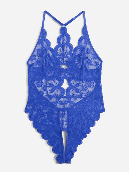 Men’s Heart Trim Crotchless Lace Bodysuit - LTY069