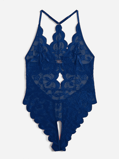 Men’s Heart Trim Crotchless Lace Bodysuit - LTY069