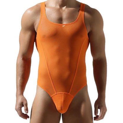 Men’s Mesh Solid Color Fitness Bodysuit - LTY021