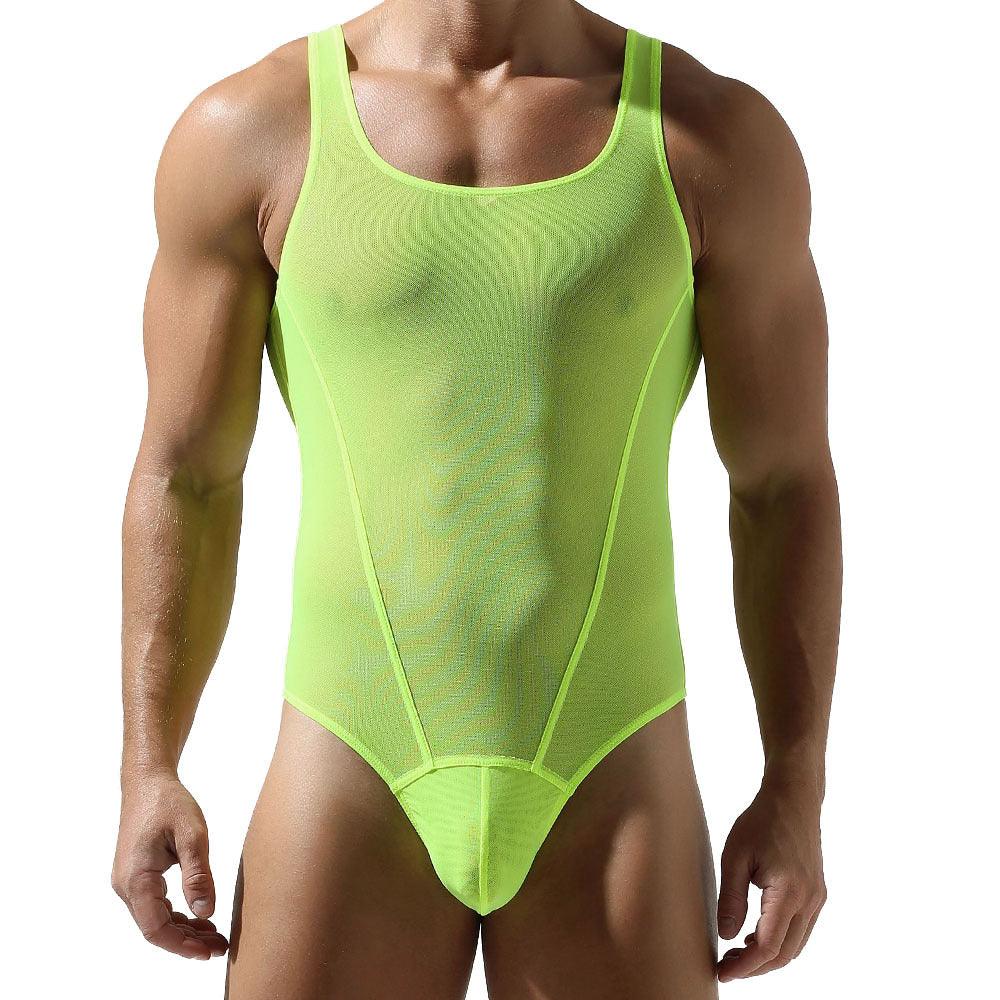 Men’s Mesh Solid Color Fitness Bodysuit - LTY021