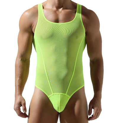 Men’s Mesh Solid Color Fitness Bodysuit - LTY021