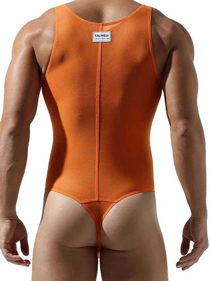 Men’s Mesh Solid Color Fitness Bodysuit - LTY021