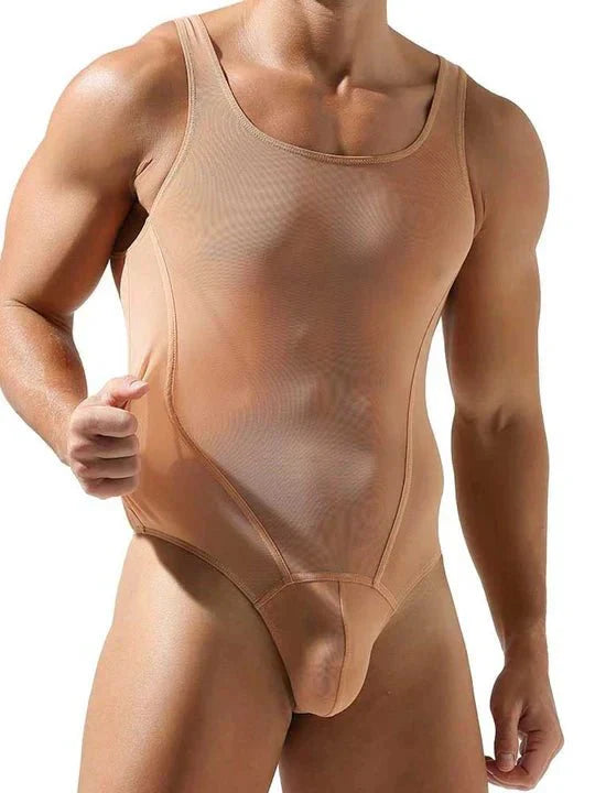 Men’s Mesh Solid Color Fitness Bodysuit - LTY021