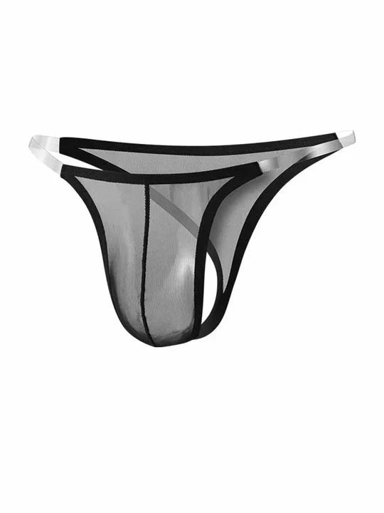Men's Mesh Transparent Belt Low Rise Thong - DZK055