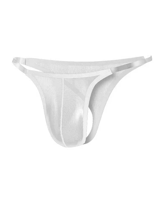 Men's Mesh Transparent Belt Low Rise Thong - DZK055