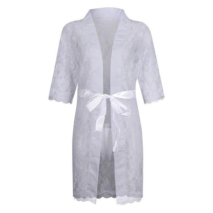 Men's Perspective Temptation Sexy Lace Thong Bathrobe - QQNY006