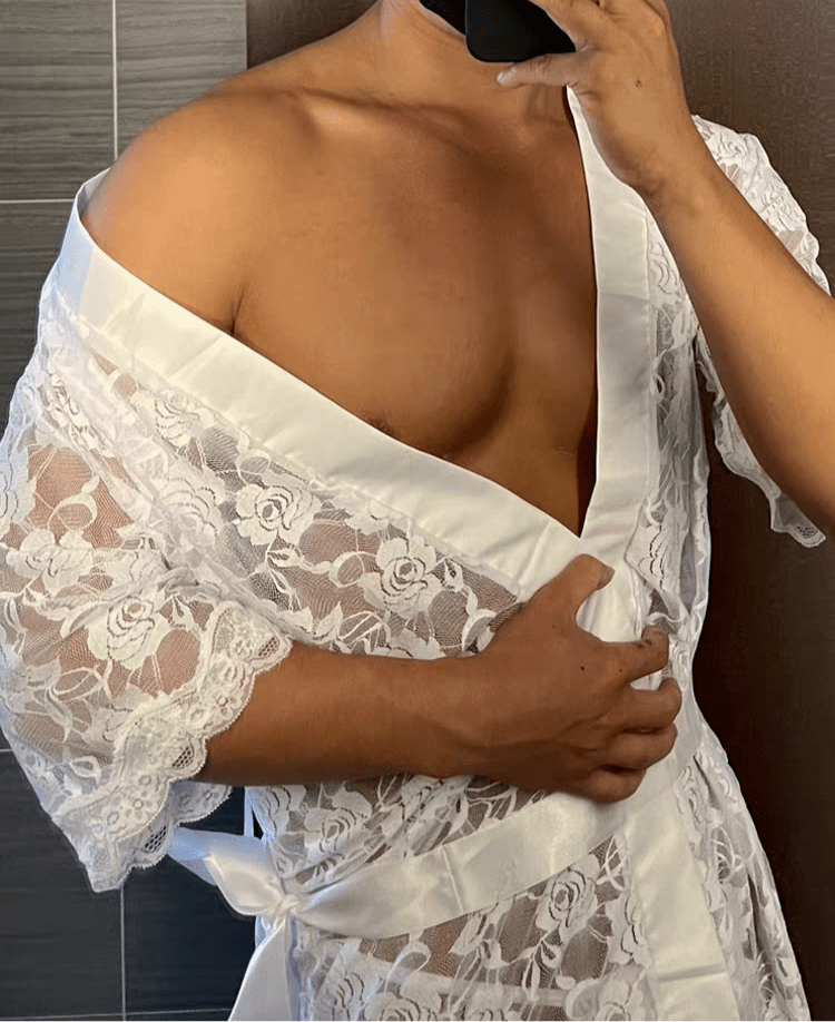 Men's Perspective Temptation Sexy Lace Thong Bathrobe - QQNY006