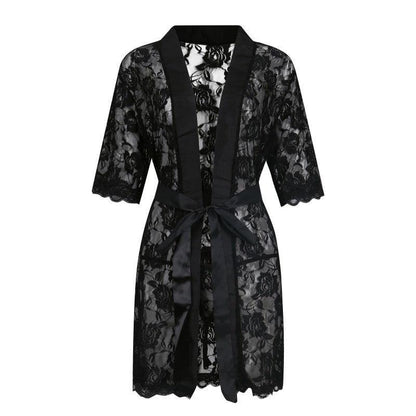 Men's Perspective Temptation Sexy Lace Thong Bathrobe - QQNY006