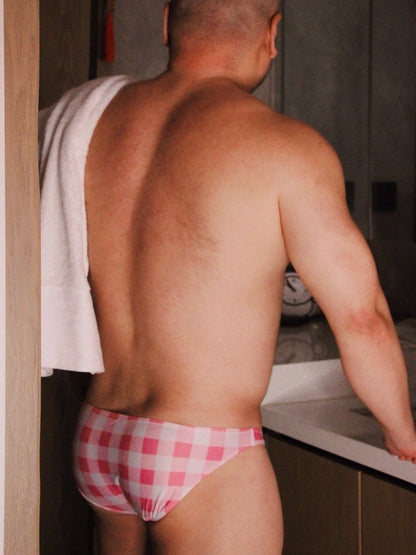Men's Plaid Bikini Briefs - SJK058