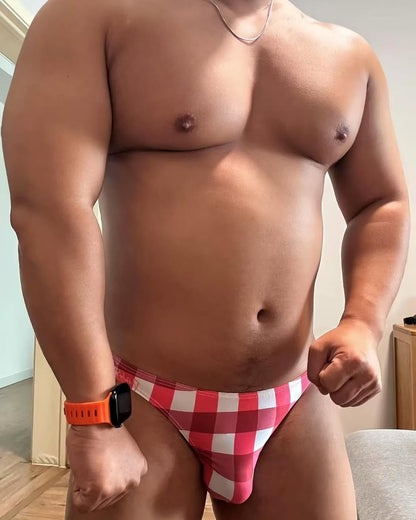 Men's Plaid Bikini Briefs - SJK058