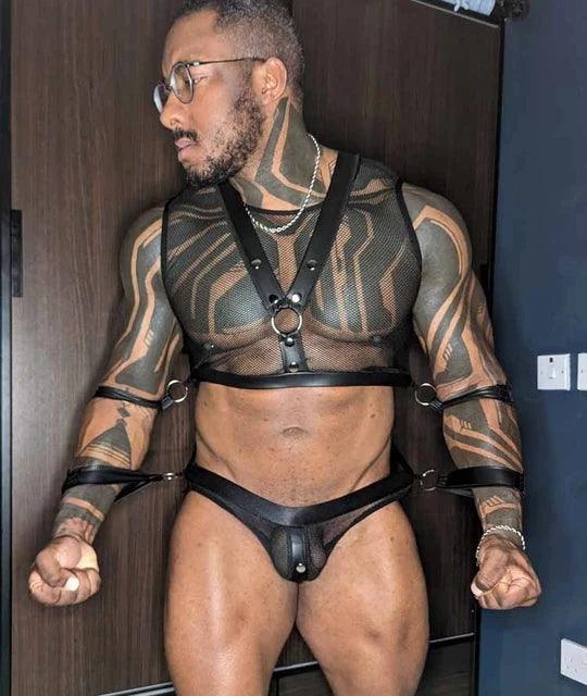 Men's Sexy Fishnet Skeleton Erotic Underwear Set - KB022