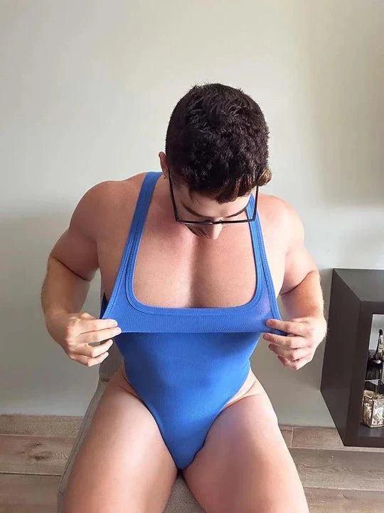 Men's Sexy High Cut T-Back Bodysuit - LTY034