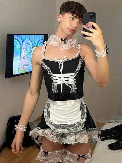Men's Sexy Lace Maid Set - ZF003
