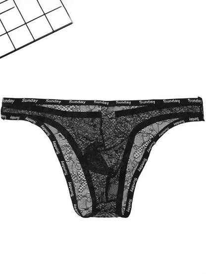 Men's Sexy Low-Rise See-Through Mesh Elastic Briefs - SJK012
