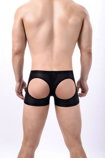 Men's Sexy Mesh Hip Hollow Boxer Briefs - PJK043