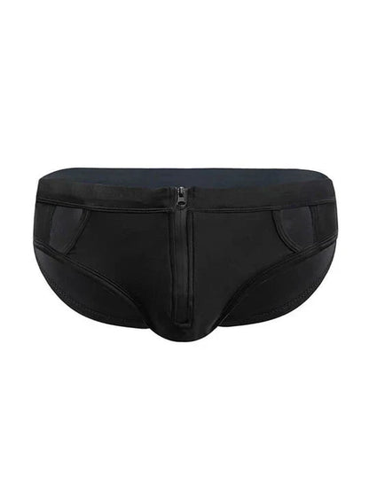 Men's Sexy Mesh Hollow Front Zipper Swim Briefs - YK058