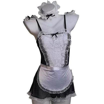 Men's Sexy Mesh Maid Uniform Set - ZF005