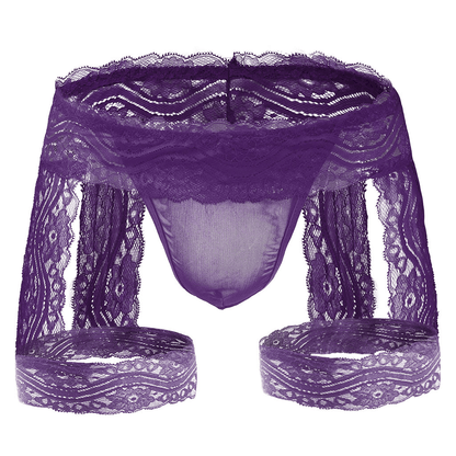 Men’s Sheer Lace Underwear Sexy See-Through Pouch Briefs - HDZ036