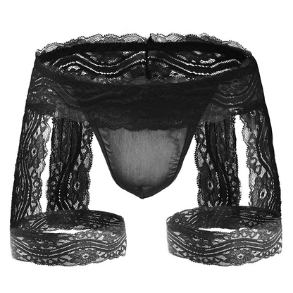 Men’s Sheer Lace Underwear Sexy See-Through Pouch Briefs - HDZ036