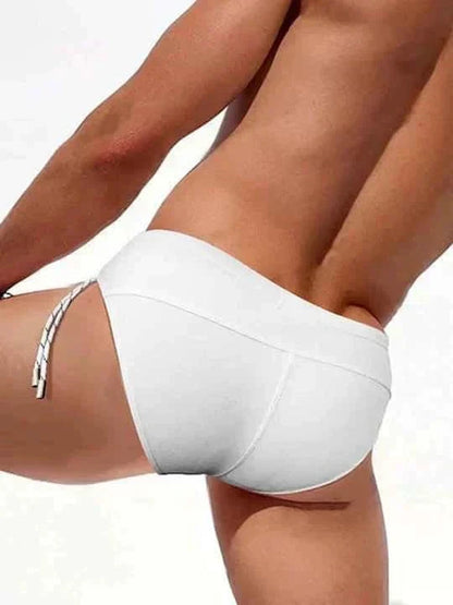 Men's Single Side Tether Low Rise Swim Briefs - YK035