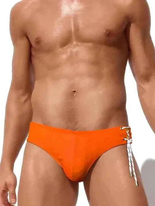 Men's Single Side Tether Low Rise Swim Briefs - YK035