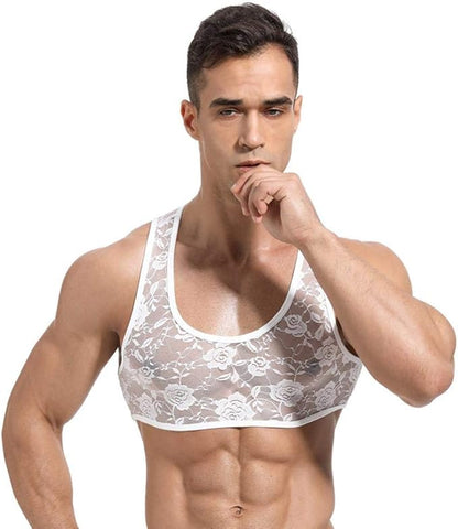 Men's Sissy Lace Floral Muscle Tank Top - CT001