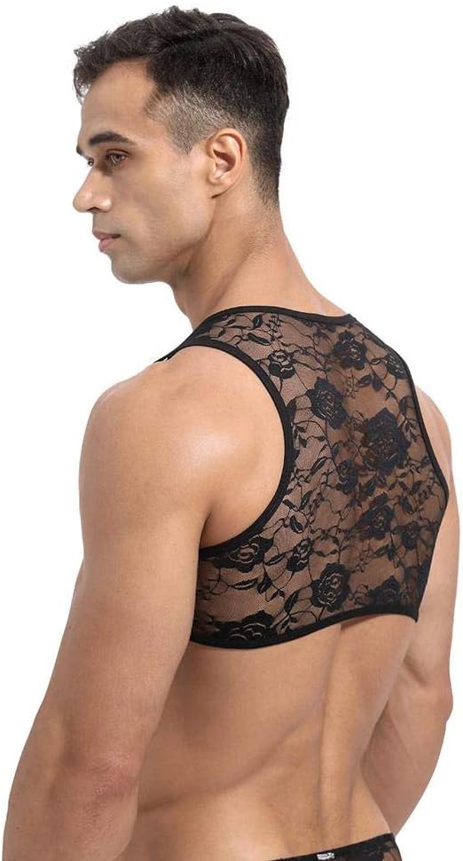 Men's Sissy Lace Floral Muscle Tank Top - CT001