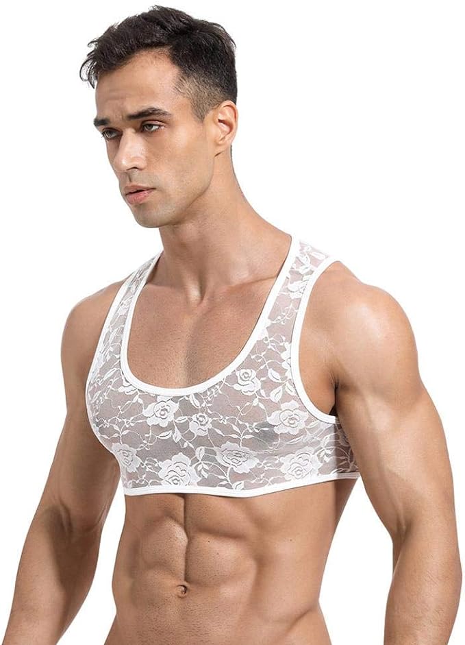 Men's Sissy Lace Floral Muscle Tank Top - CT001