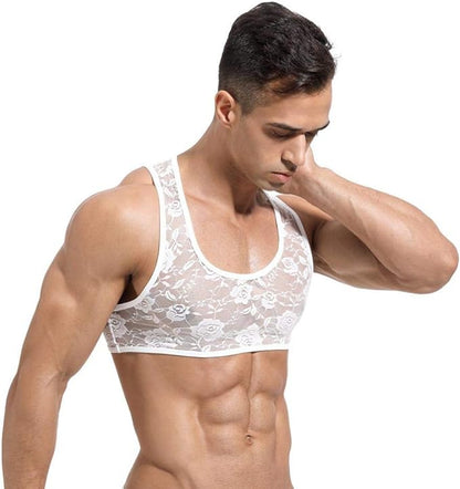 Men's Sissy Lace Floral Muscle Tank Top - CT001