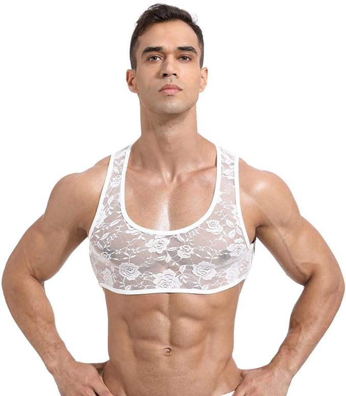 Men's Sissy Lace Floral Muscle Tank Top - CT001