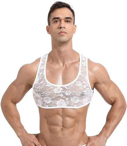Men's Sissy Lace Floral Muscle Tank Top - CT001