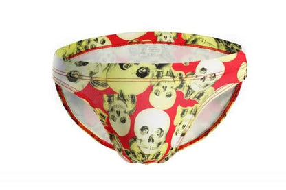 Men's Skinny Skull Print Swim Briefs - YK039