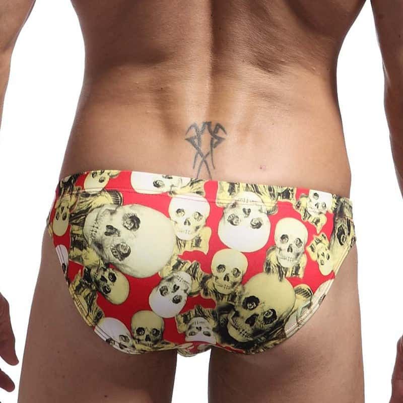 Men's Skinny Skull Print Swim Briefs - YK039