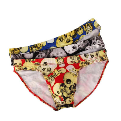 Men's Skinny Skull Print Swim Briefs - YK039