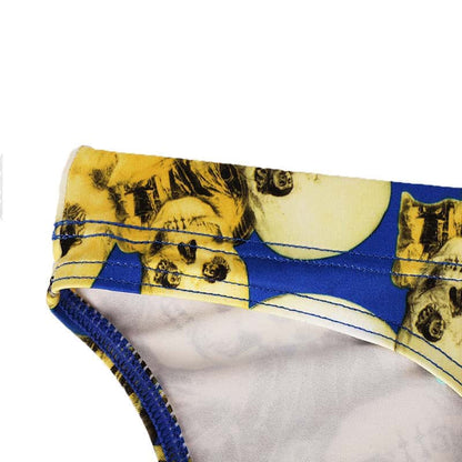 Men's Skinny Skull Print Swim Briefs - YK039
