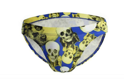 Men's Skinny Skull Print Swim Briefs - YK039