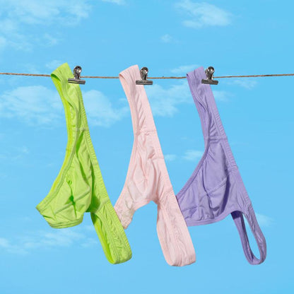 Men's Solid Color Low Rise High Cut Thongs - DZK020
