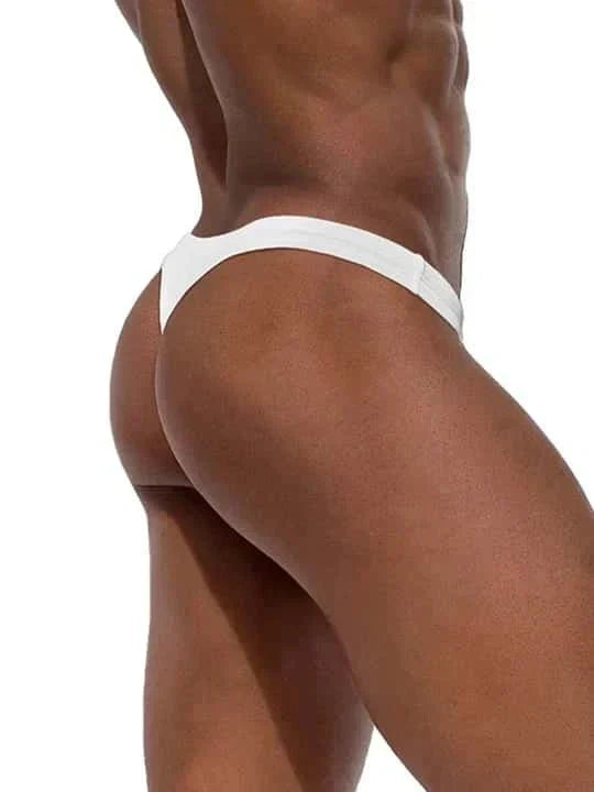 Men's Solid Color Low Rise Swim Thong - YK032